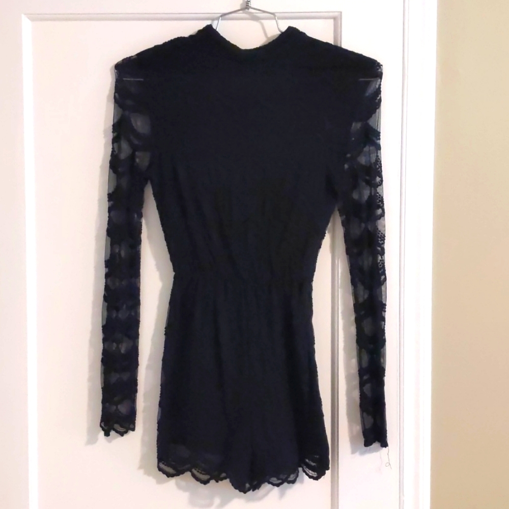 Lenni Black Scallop Lace Romper
